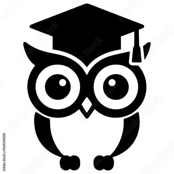 Fototapeta Owl with graduation cap educational app icon for learning and knowledge
