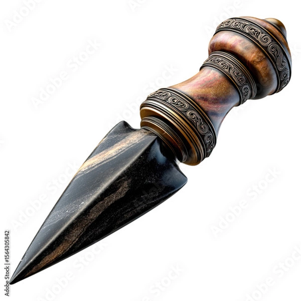 Obraz Thrusting weapon for viking craft concept. Intricately designed ceremonial dagger with a unique handle.