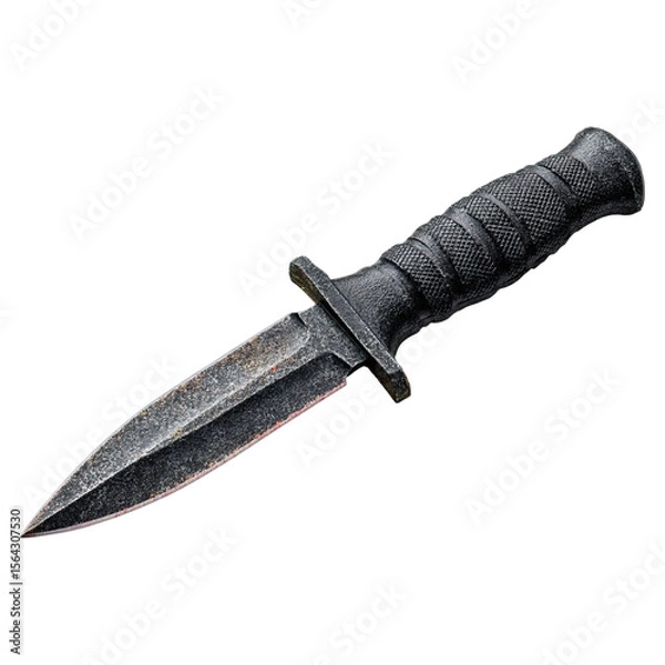 Obraz Tactical dagger with classic model concept. A detailed image of a tactical knife with a textured grip.