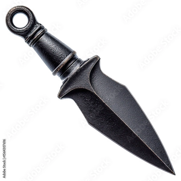 Obraz Tactical dagger with classic model concept. A sleek, black dagger with a pointed blade and ornate handle.