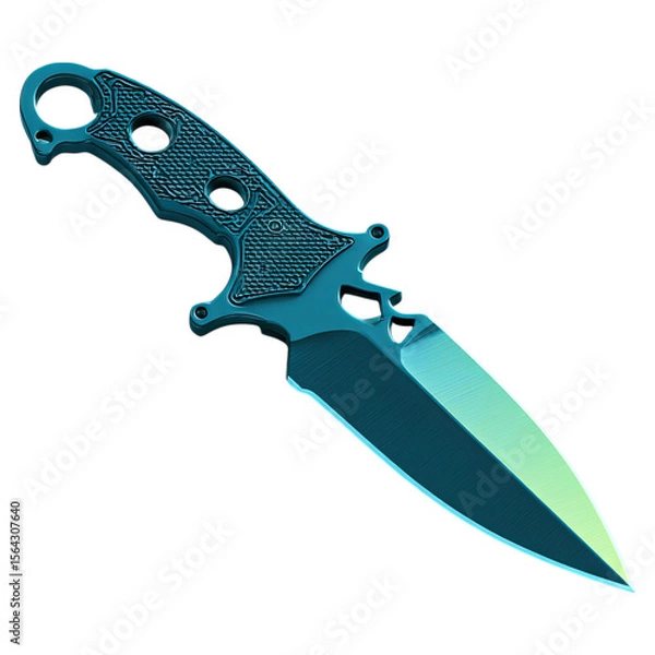 Obraz Tactical dagger with classic model concept. A sleek blue knife with a distinct design and sharp blade.