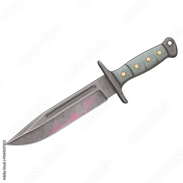 Obraz Tactical dagger with classic model concept. A sharp knife with a textured handle, ideal for outdoor activities.