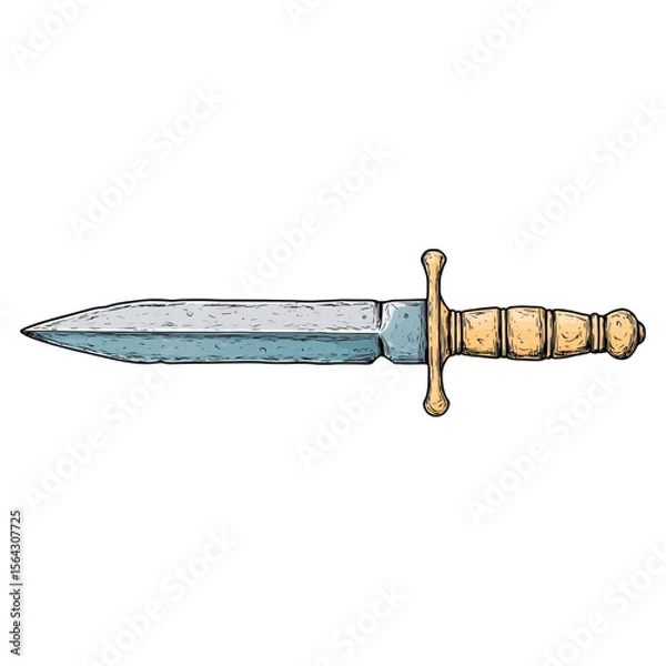 Obraz Tactical dagger with classic model concept. An elegant dagger with a decorative handle and sharp blade.