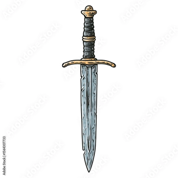 Obraz Tactical dagger with classic model concept. An ornate dagger with a detailed handle and sharp blade.
