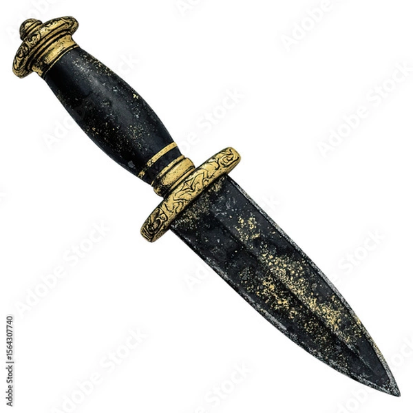 Obraz Tactical dagger with classic model concept. An ornate dagger with a beautifully crafted handle and blade.