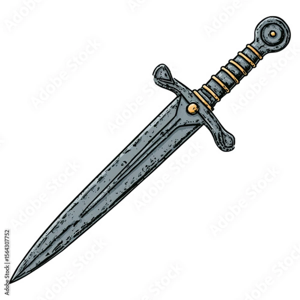 Obraz Tactical dagger with classic model concept. An ornate dagger with intricate designs and a metallic finish.