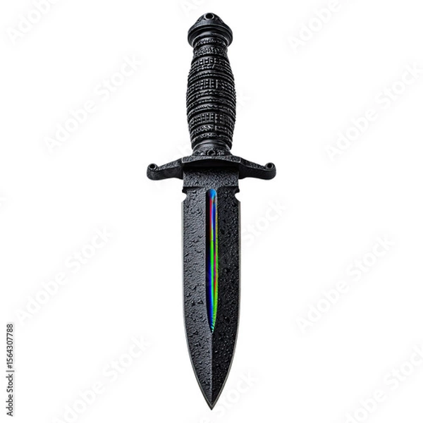 Obraz Tactical dagger with classic model concept. Artistic representation of a knife with a colorful blade.