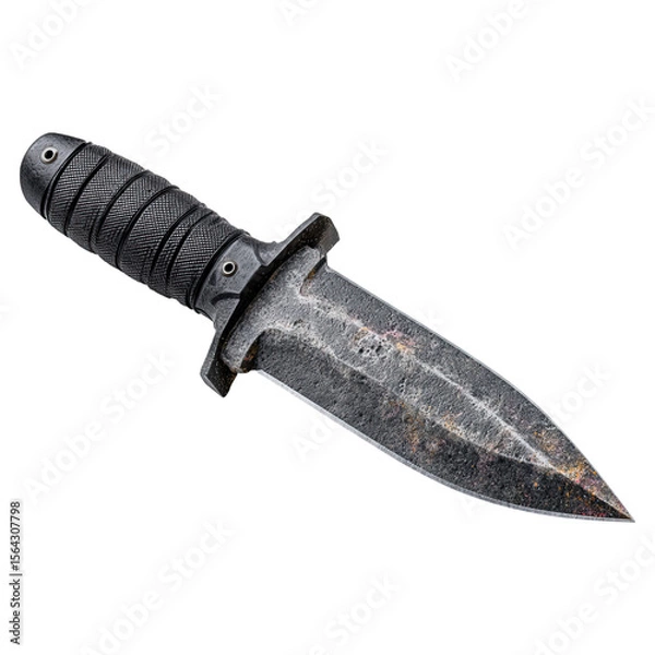 Obraz Tactical dagger with classic model concept. Close-up of a rugged tactical knife with black handle design.