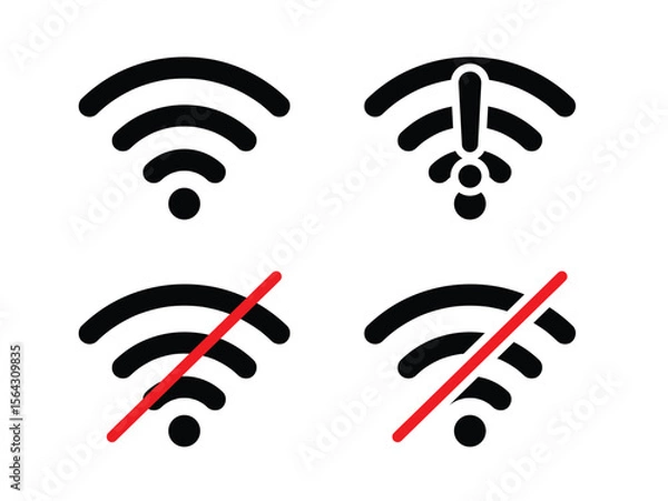 Fototapeta Wireless connection icon, hotspot access wrong, problem, failed to connect