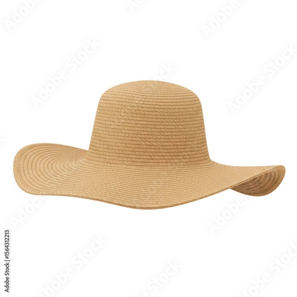 Fototapeta Stylish wide-brimmed straw hat symbolizing summer, gardening, and outdoor protection from sun exposure, isolated on a transparent background, png, cutout