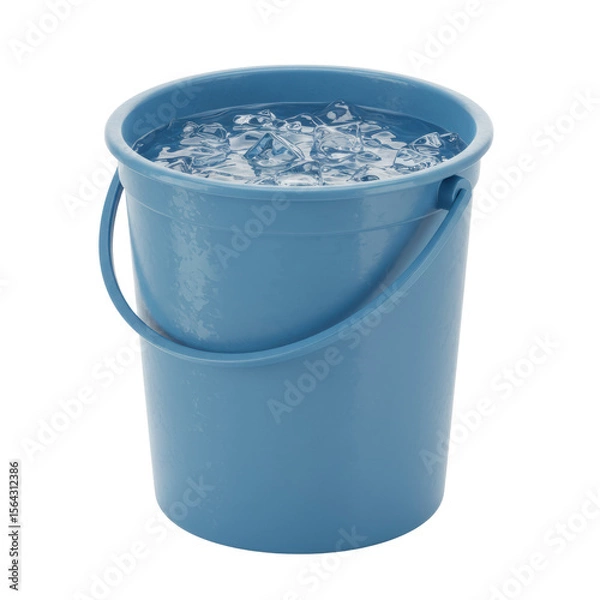 Fototapeta 3D realistic blue plastic bucket for gardening, cleaning, water, or container concept isolated on a transparent background, png, cutout