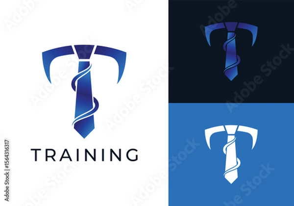 Fototapeta This is a training logo using the letter T and a tie. This logo is suitable for worker training, seminars, coaching and the like.