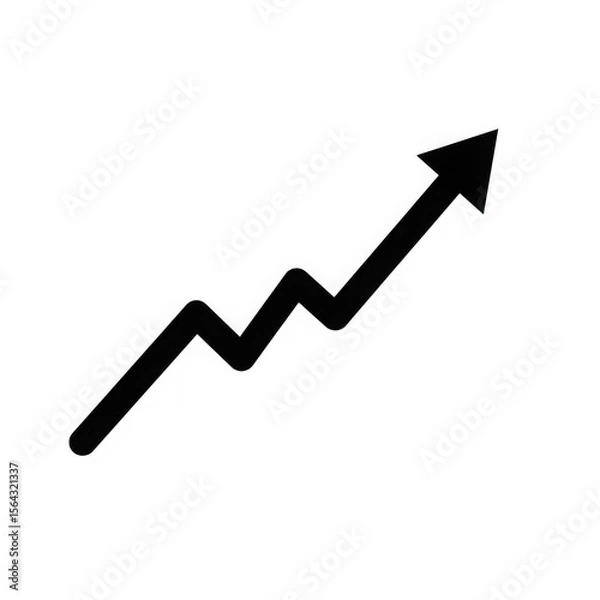 Fototapeta Upward trend arrow with jagged line isolated on transparent background