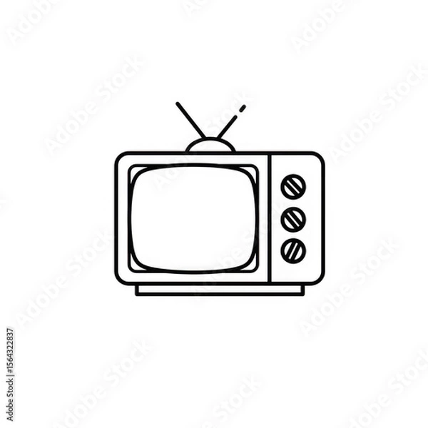Fototapeta Retro television outline isolated on transparent background