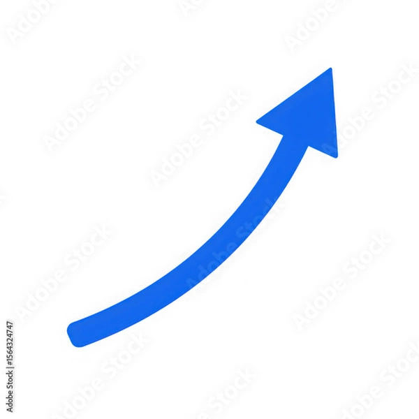 Fototapeta Blue upward curved arrow isolated on transparent background
