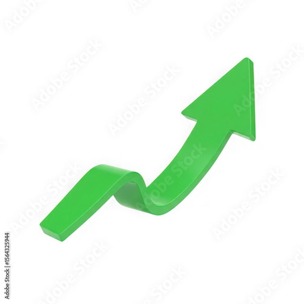 Fototapeta Green arrow showing upward trend isolated on transparent background