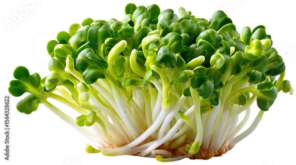 Fototapeta Fresh Sprout Delight: Close-up capture of vibrant green sprouts with delicate leaves, showcasing their freshness and potential for healthy eating.