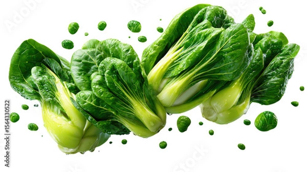 Fototapeta Fresh Bok Choy: A vibrant display of crisp, green bok choy leaves, perfect for culinary creations, presented in a clean and visually appealing way.