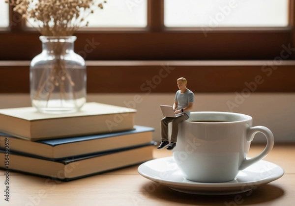 Obraz Miniature figures work from home, The power of coffee