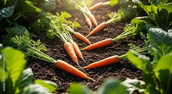 Obraz Carrots Growing in Garden Soil


