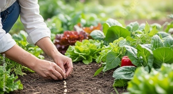 Obraz Person Planting Vegetables