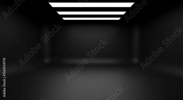 Obraz Black Modern Room with Ceiling Lights