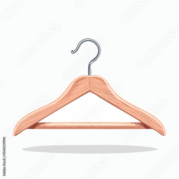 Obraz A single wooden clothes hanger isolated against a white background.