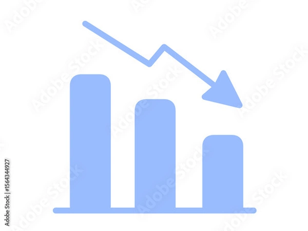 Obraz シンプル下降グラフアイコン（ブルー）