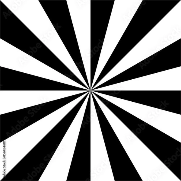 Fototapeta Square black and white sunburst background with 24 stripes