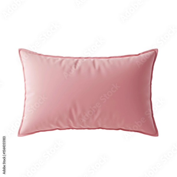 Fototapeta A soft, pink rectangular pillow rests against a transparent backdrop, ideal for interior design mockups and cozy bedroom scenes.