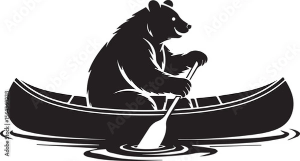 Obraz Bear Canoeing on Water transparent isolated vector