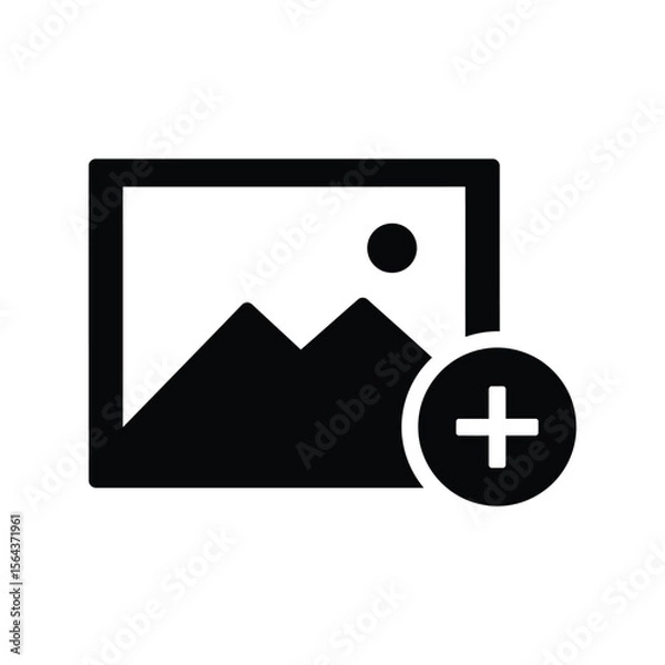 Fototapeta Add image icon, new photo upload, picture gallery, media file, digital content creation