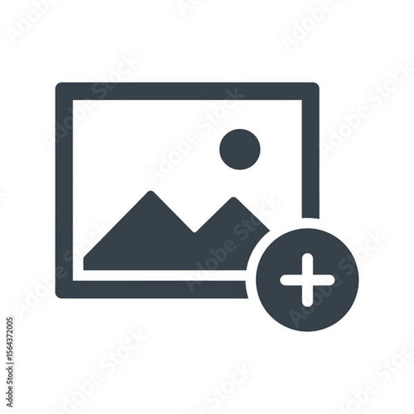 Fototapeta Add image icon, new photo upload, picture gallery, media file, digital content creation