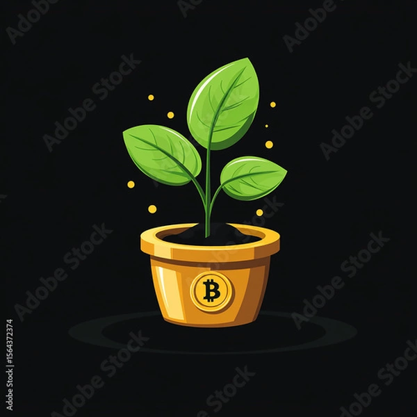 Fototapeta Bitcoin Growth A Golden Pot of Cryptocurrency Investment made with generative AI