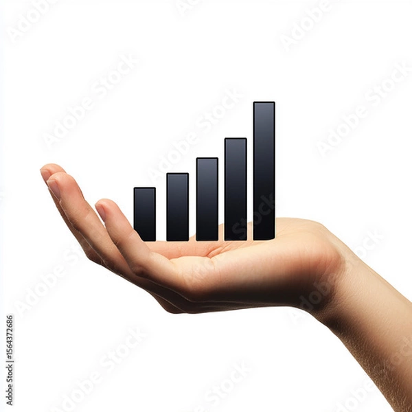 Fototapeta Hand Presenting a Rising Bar Chart Representing Growth and Success made with generative AI