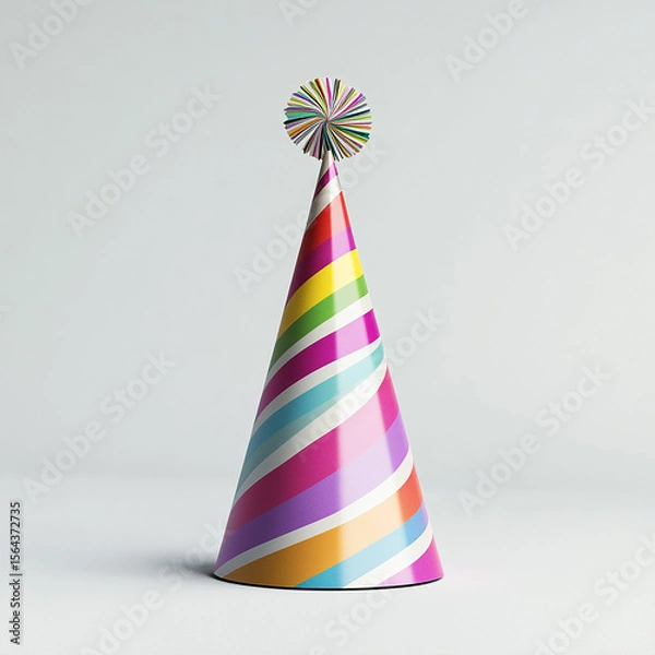 Fototapeta Colorful Striped Party Hat for Celebrations and Birthdays  made with generative AI