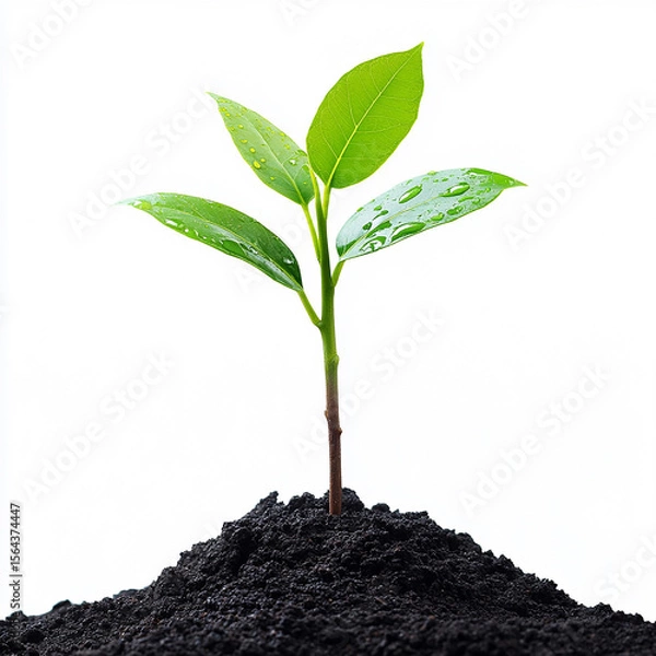 Fototapeta A young plant sprouting from the soil, showing growth and new life. made with generative AI