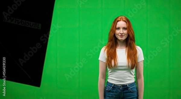 Obraz Woman studio portrait, green screen