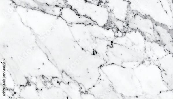 Fototapeta White Marble Texture Showing Natural Veins With Black Details And Smooth Surface