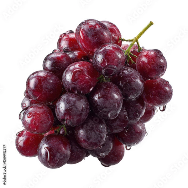 Obraz Photorealistic Plump Dark Red Grapes with Water Droplets on Transparent Background