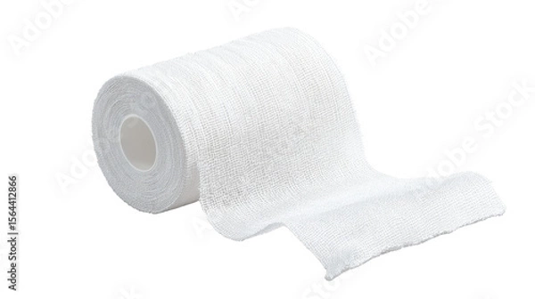 Obraz Photorealistic White Medical Gauze Roll on Transparent Background for First Aid