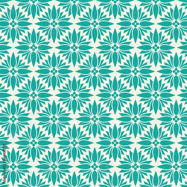 Fototapeta Seamless pattern with decorative flowers in retro style

