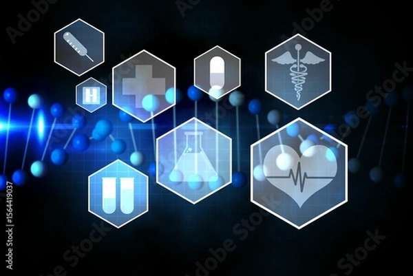 Obraz Medical icons in hexagons interface menu