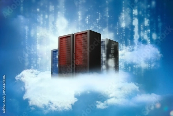 Fototapeta Digitally generated cityscape on cloud