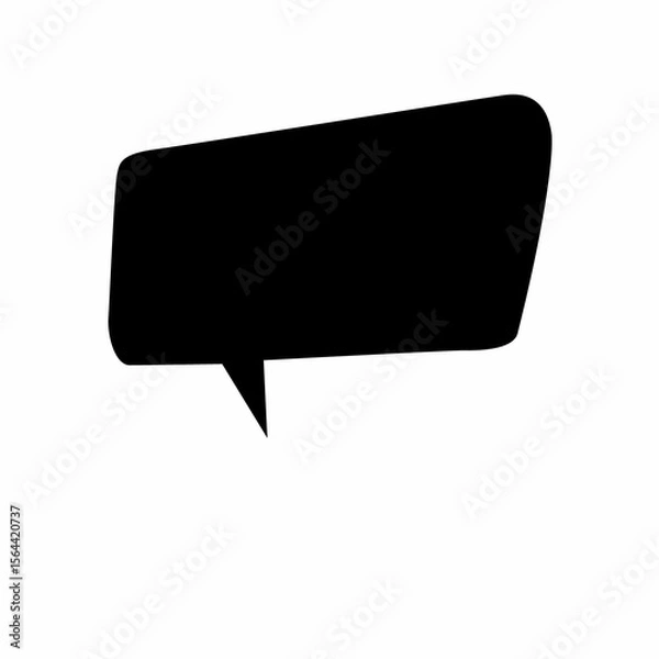 Obraz Black speech bubble graphic element is standing out on plain white canvas, flat design