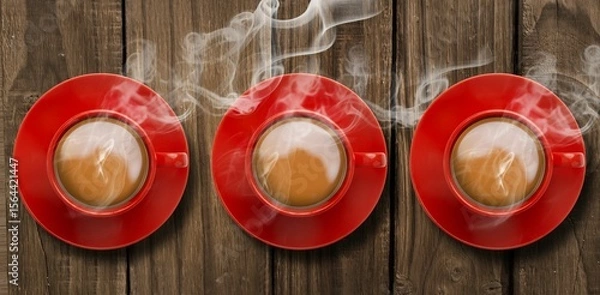 Obraz Overhead view of red tea cups