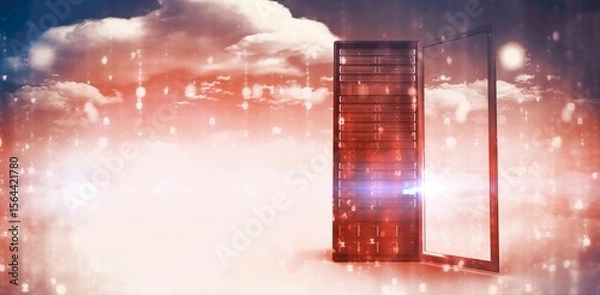 Fototapeta Red server against cloudy sky
