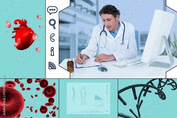 Obraz uniformed doctor analyzing the heart