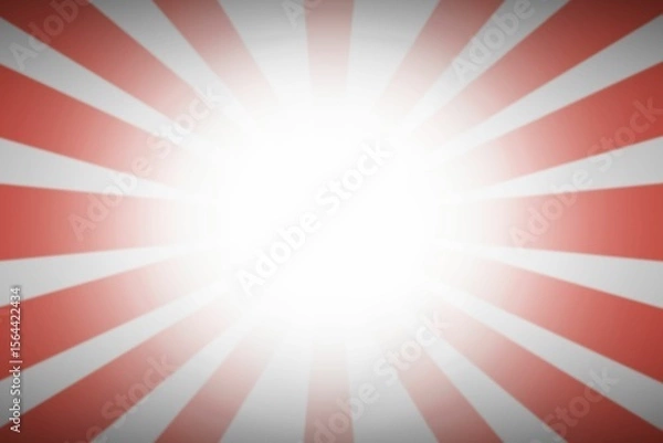 Fototapeta Red and white rays are radiating outward in flat design sunburst pattern on digital canvas