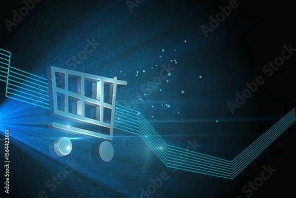 Obraz Shiny trolley on black background